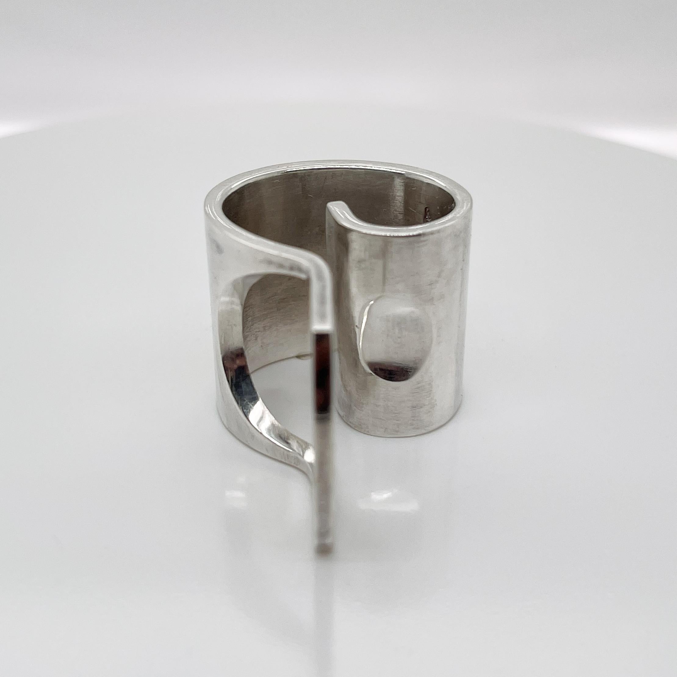 Retro Finnish Modernist Pekka Piekainen Sterling Silver Spiral Ring For Sale 9