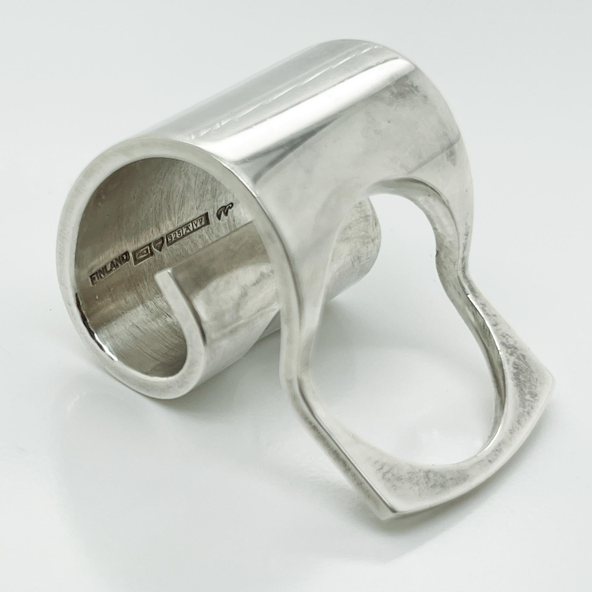 Retro Finnish Modernist Pekka Piekainen Sterling Silver Spiral Ring For Sale 13
