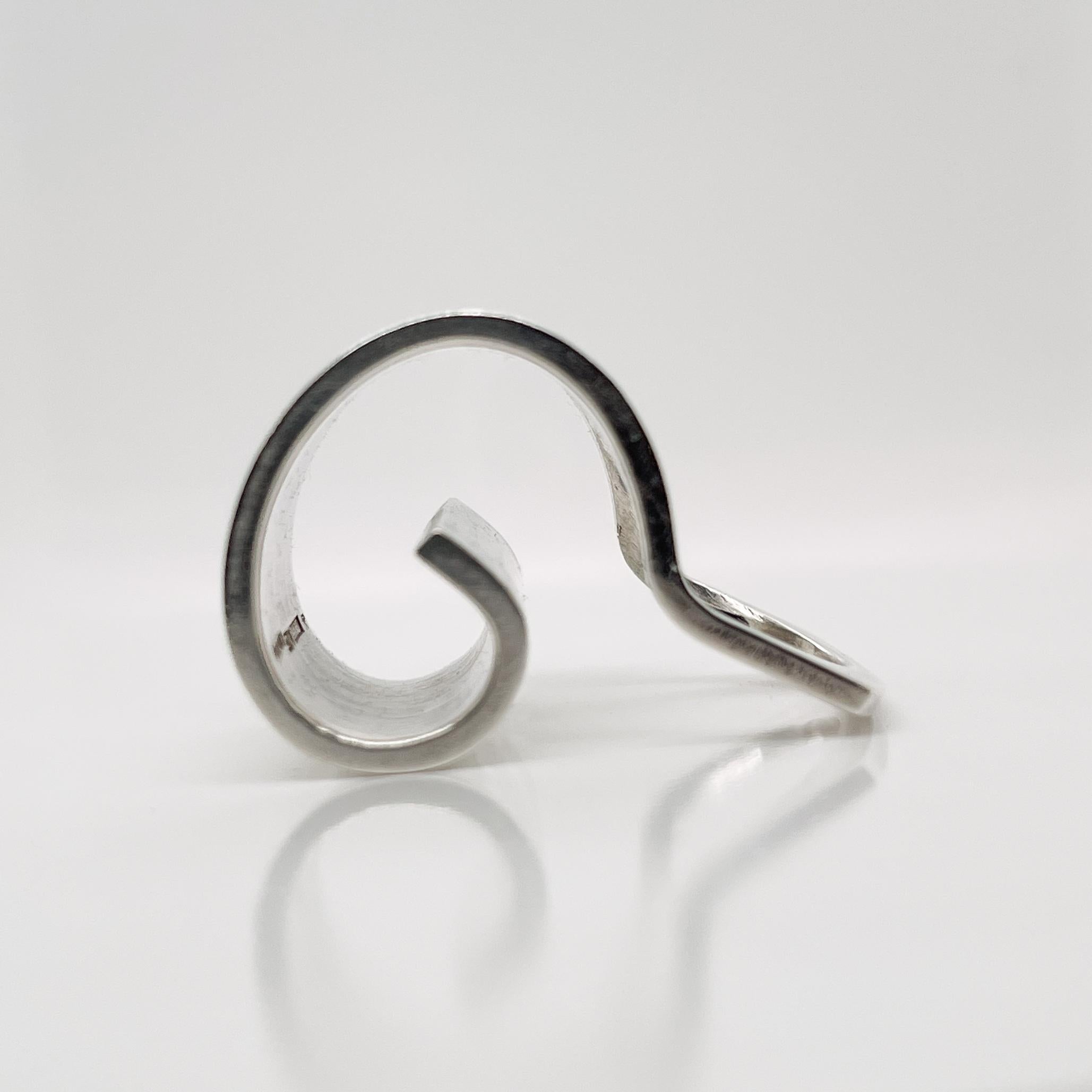 Retro Finnish Modernist Pekka Piekainen Sterling Silver Spiral Ring For Sale 2