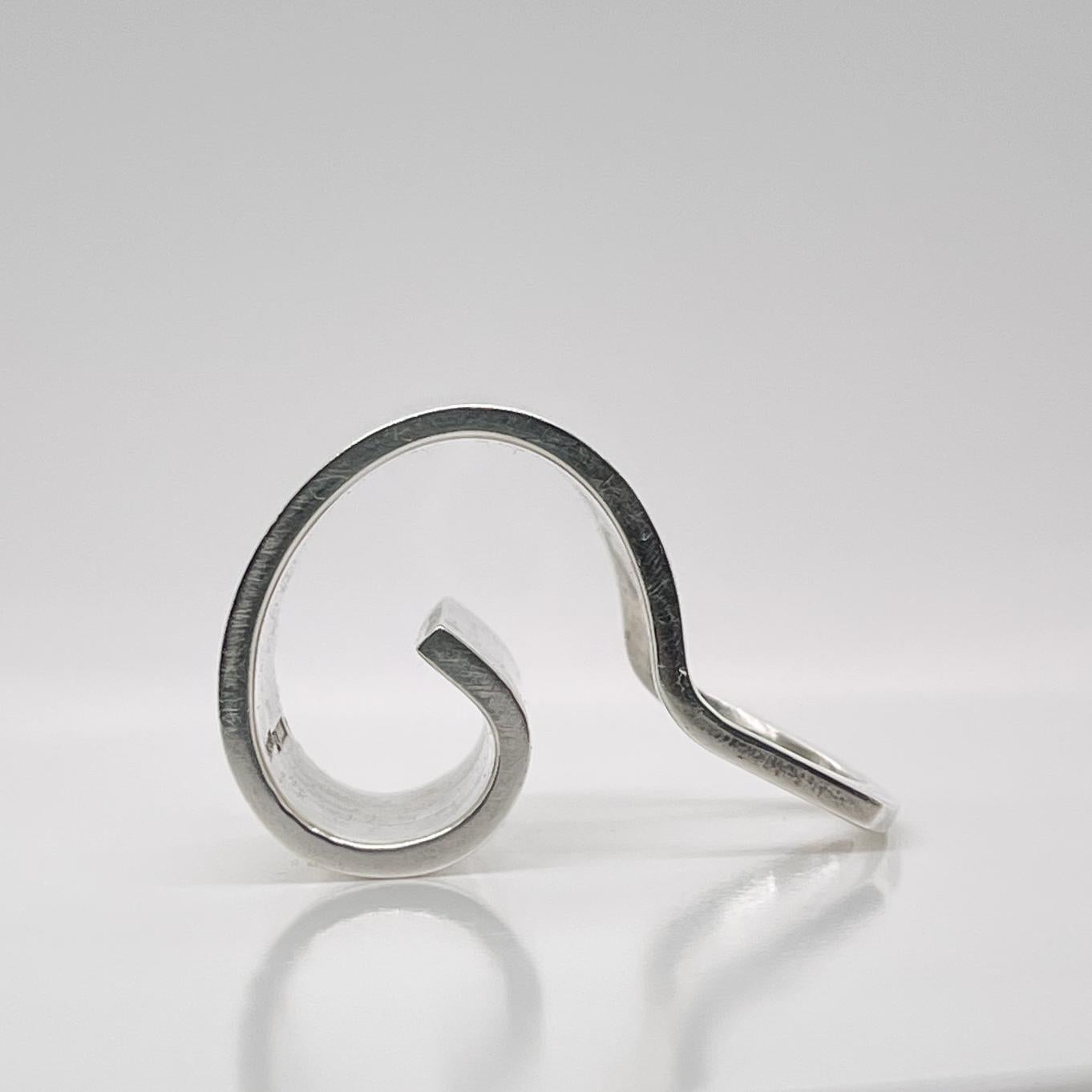 Retro Finnish Modernist Pekka Piekainen Sterling Silver Spiral Ring For Sale 3