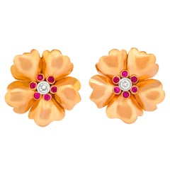 Retro forties 18k Flower Earrings