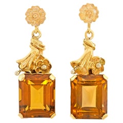 Retro Forties Citrine Earrings