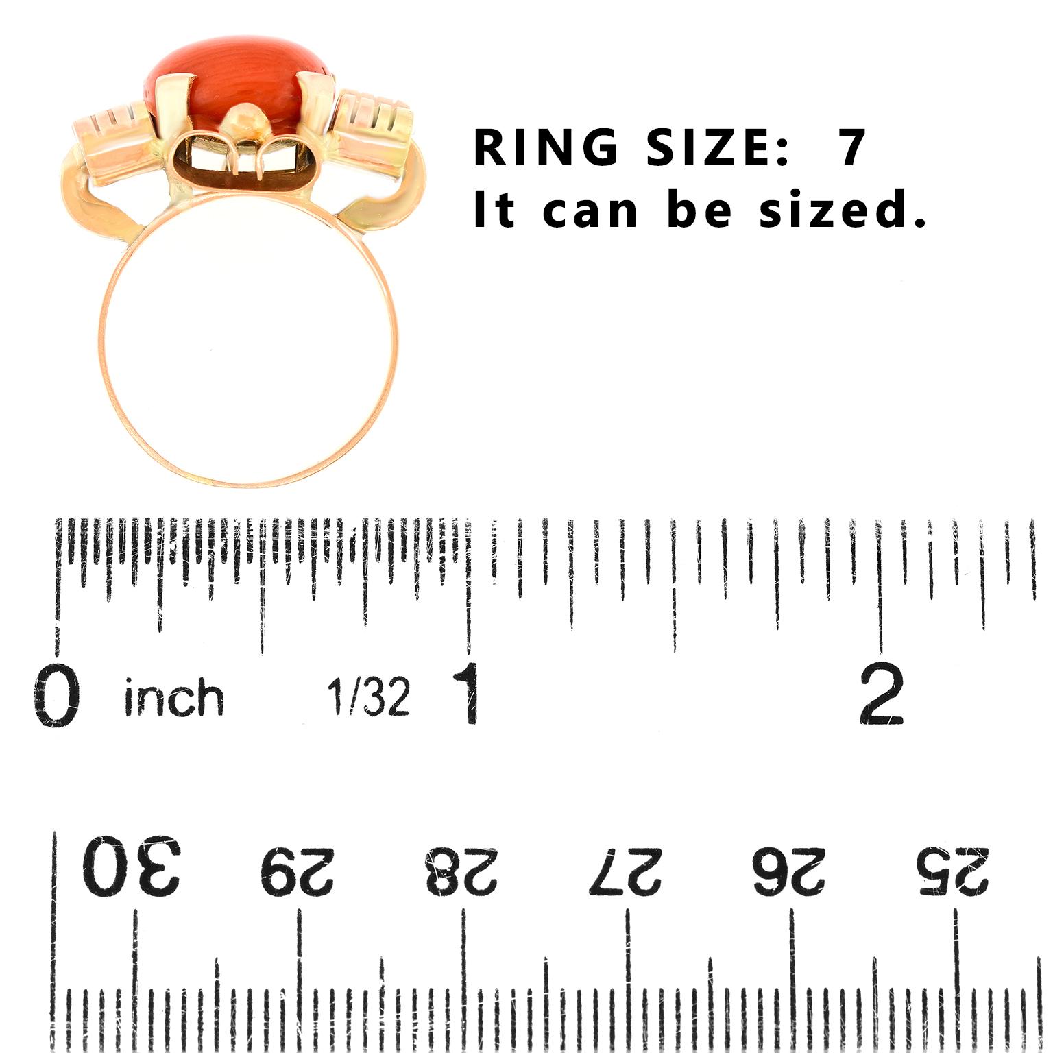 Anello di corallo retrò anni '40 in vendita 1