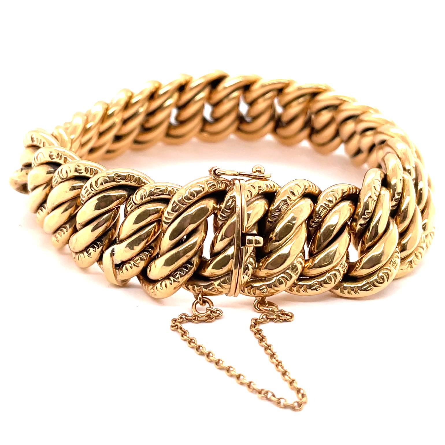 Women's or Men's Retro French 18 Karat Gold Chain Link Bracelet
