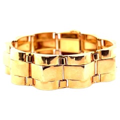 Vintage French 18 Karat Gold Tank Bracelet