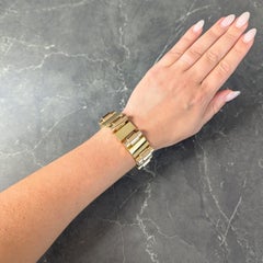 Retro French 18 Karat Two-Tone Yellow Rose Gold Vintage Tank Bracelet