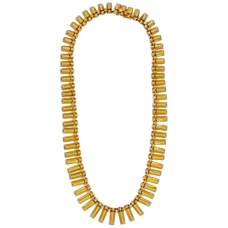 Retro French 18 Karat Yellow Gold Necklace, circa 1940s For Sale