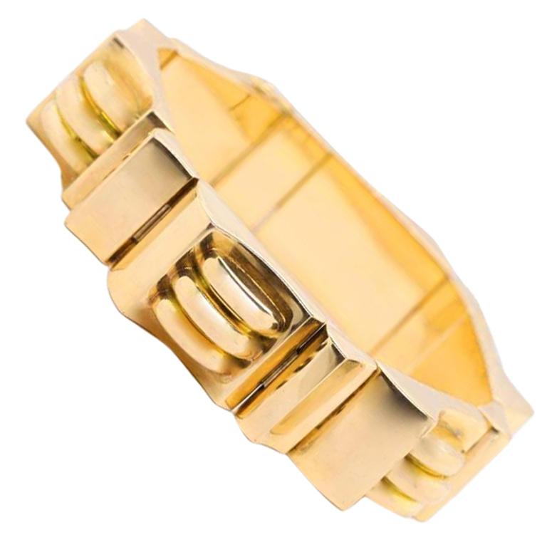Retro French 18 Karat Yellow Gold Tank Bracelet
