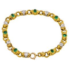 Retro French 18k/Platinum Emerald & Diamond Bracelet
