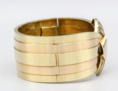 Retro French 18k Two Tone Gold Bangle Bracelet