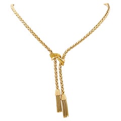 Retro French 18k Two Tone Gold Tassel Necklace