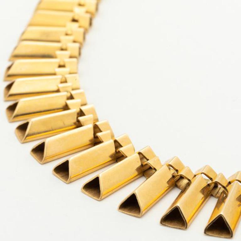 Rétro Chaîne collier rétro française en or jaune 18 carats en vente