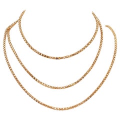 Retro French 48 ½ Inch 18k Rose Gold Fancy Link Chain Necklace