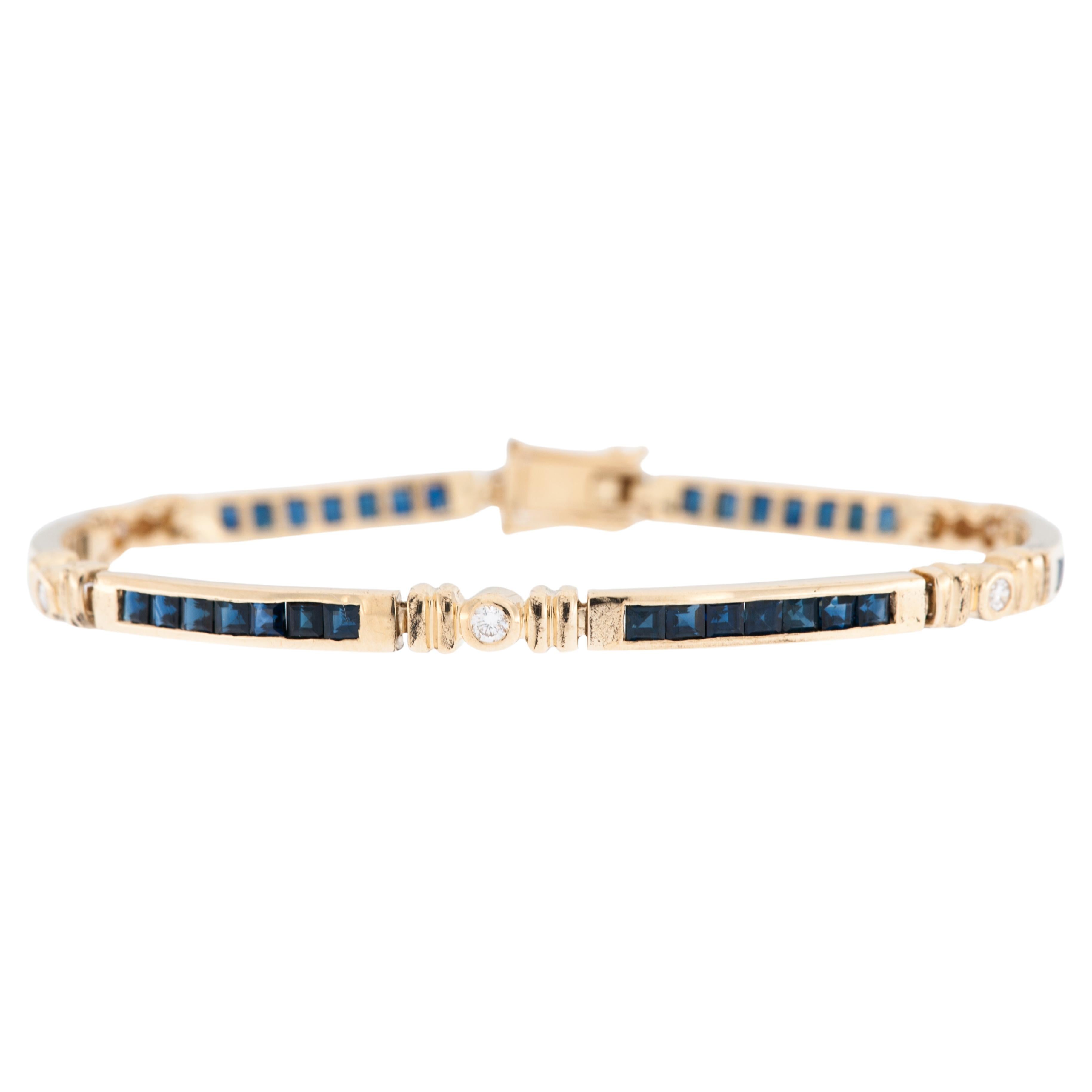 Retro French Bracelet 18kt Yellow Gold with Diamonds and Sapphires For Sale