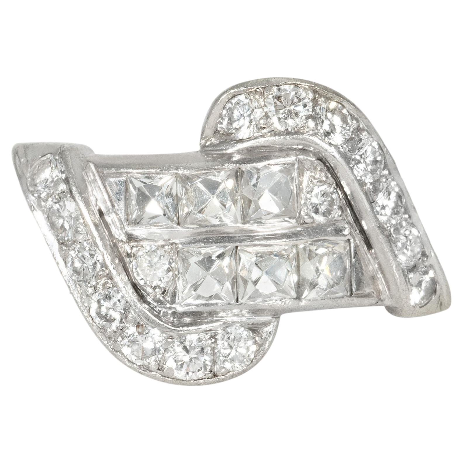 Retro French-cut diamond cocktail ring