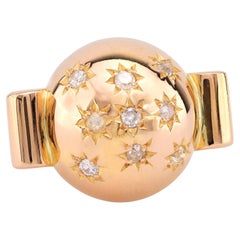 Anello a forma di costellazione in oro rosa 18 carati con diamante francese retrò