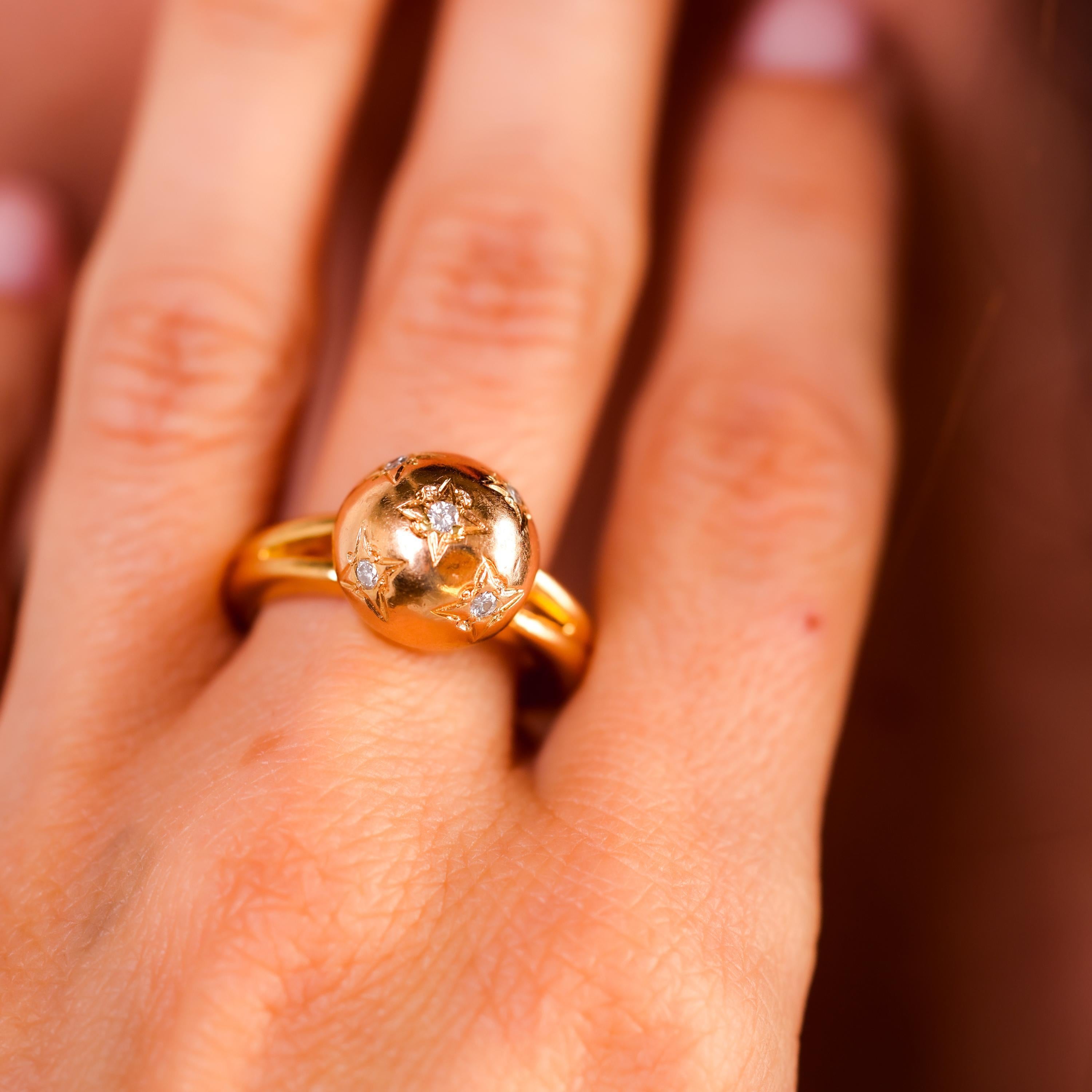 Retro Französischer Constellation-Ring aus 18 Karat Roségold mit Diamanten im Zustand „Hervorragend“ in Beverly Hills, CA