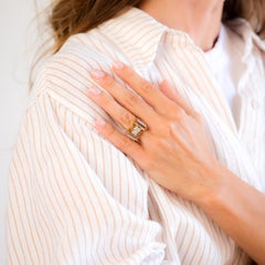 Bague débardeur rétro française en or rose 18 carats et diamants