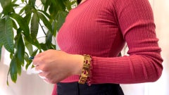 Retro French Synthetic Ruby 18k Yellow Gold Link Tank Bracelet