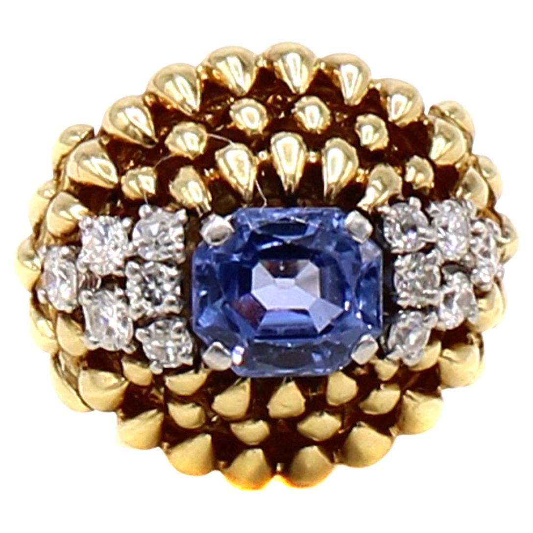 Retro French Sapphire Diamond Ring