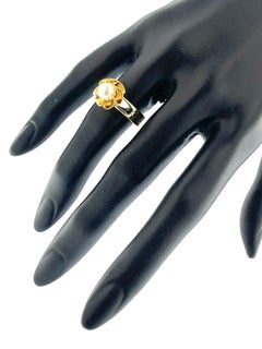 Retro French Solitaire Gold Ring with Pearl