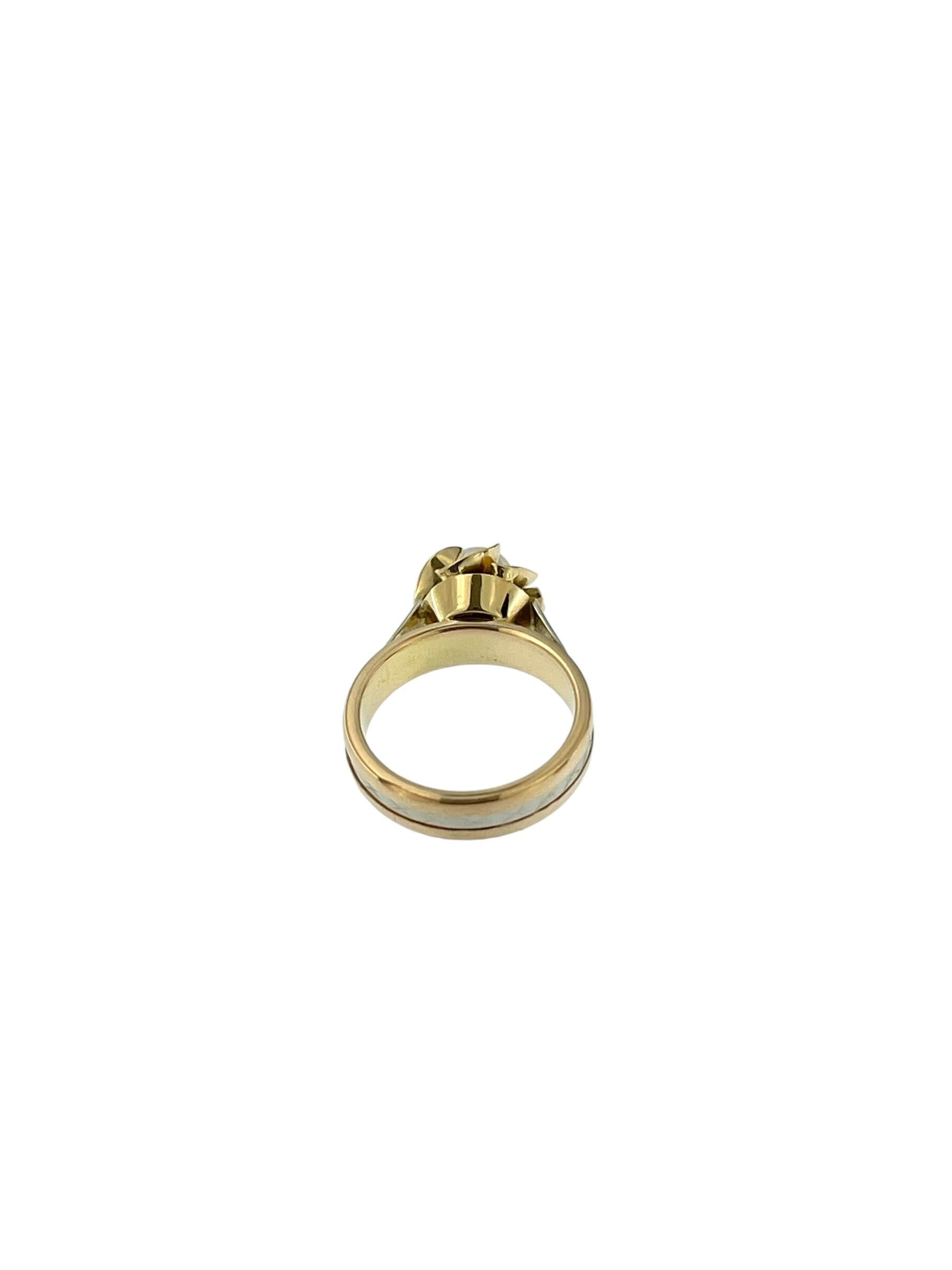 Retro French Solitaire Gold Ring with Pearl For Sale 3