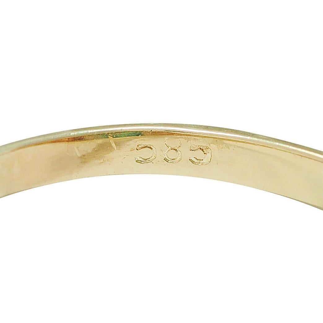 Retro French Tourmaline 14 Karat Two-Tone Gold Domed Vintage Tank Ring For Sale 4
