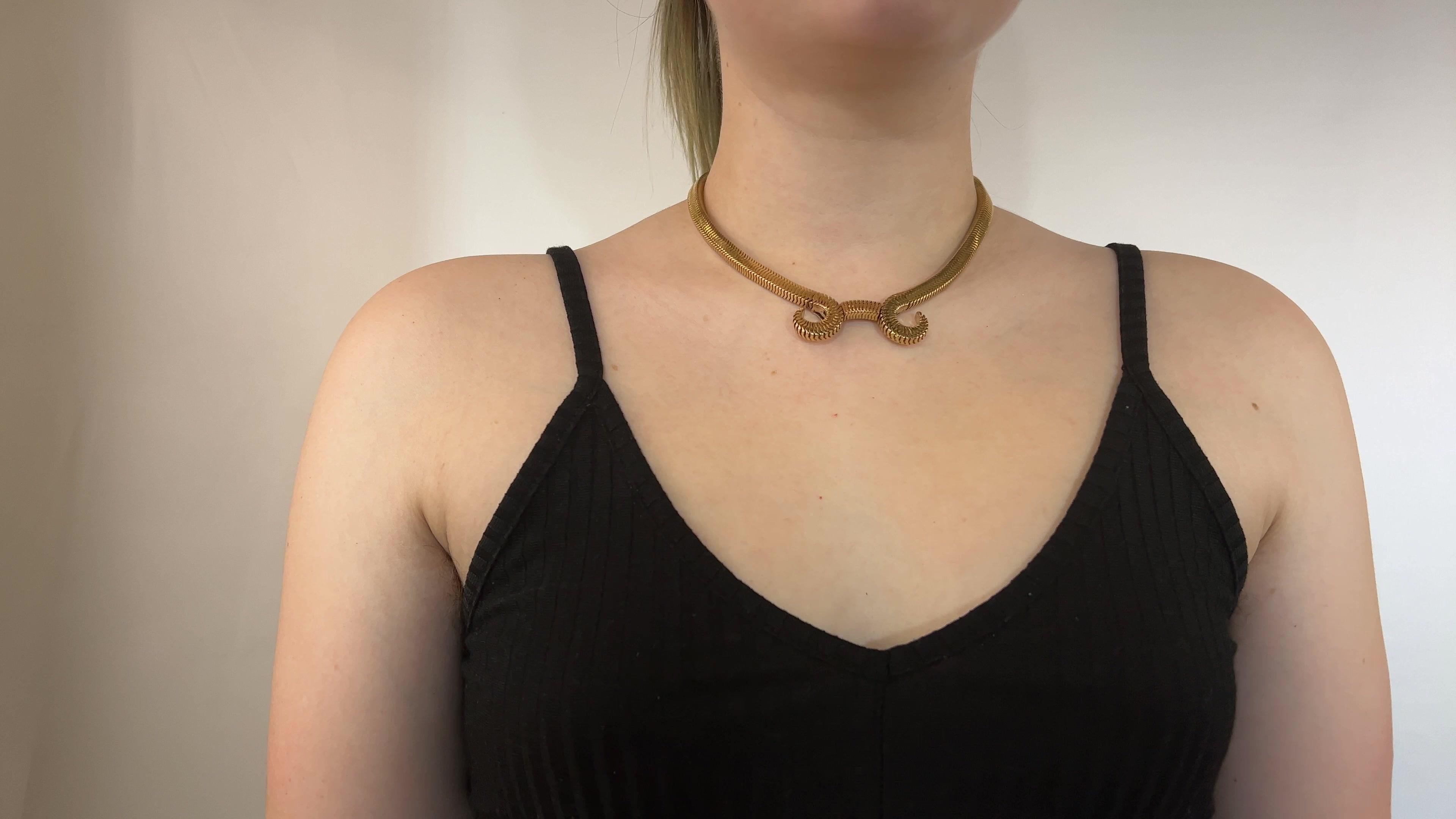 Women's or Men's Retro French Tubogas 18 Karat Gold Necklace