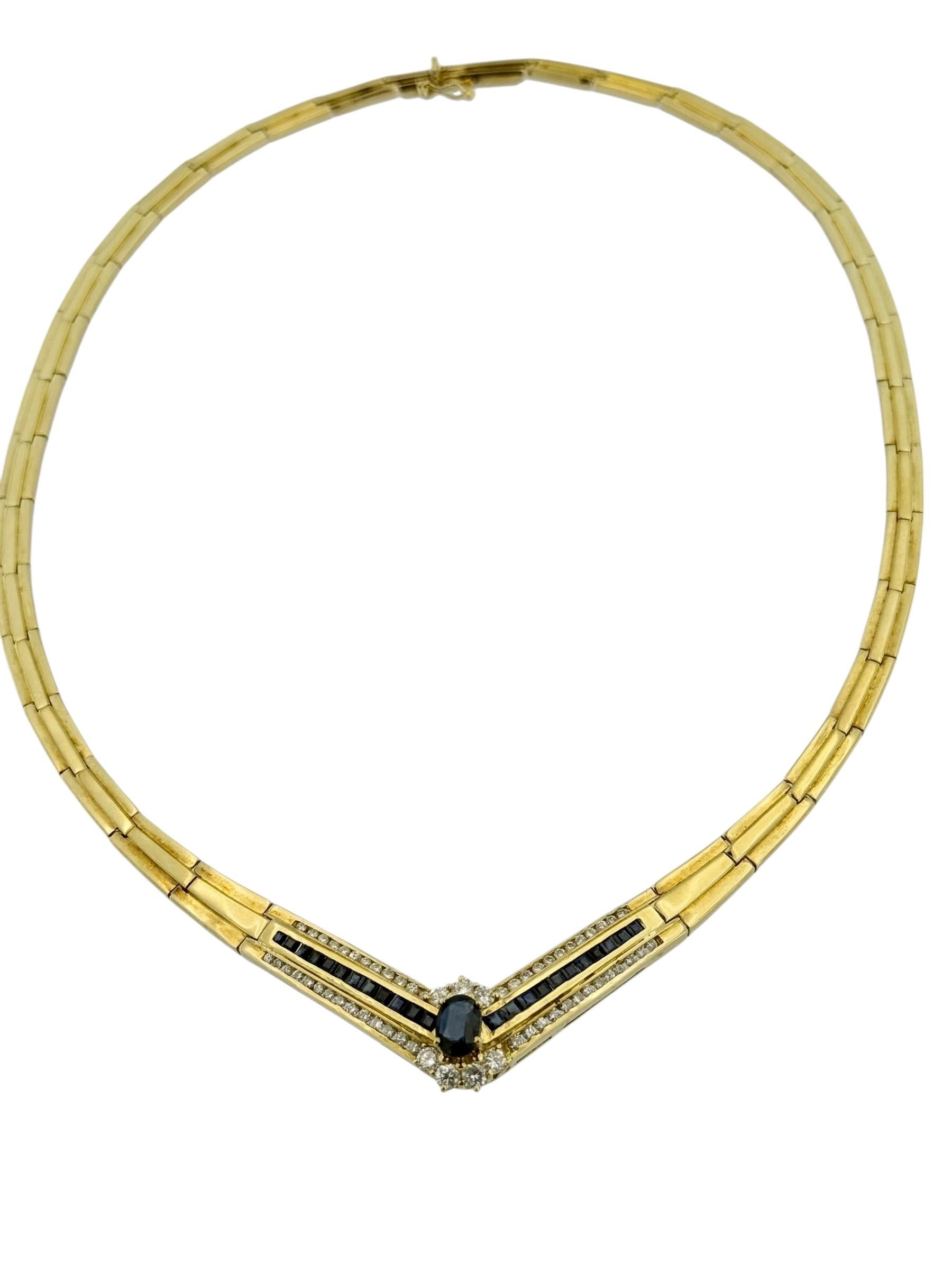 Taglio misto Collana girocollo retrò in oro giallo francese con diamanti e zaffiri naturali in vendita