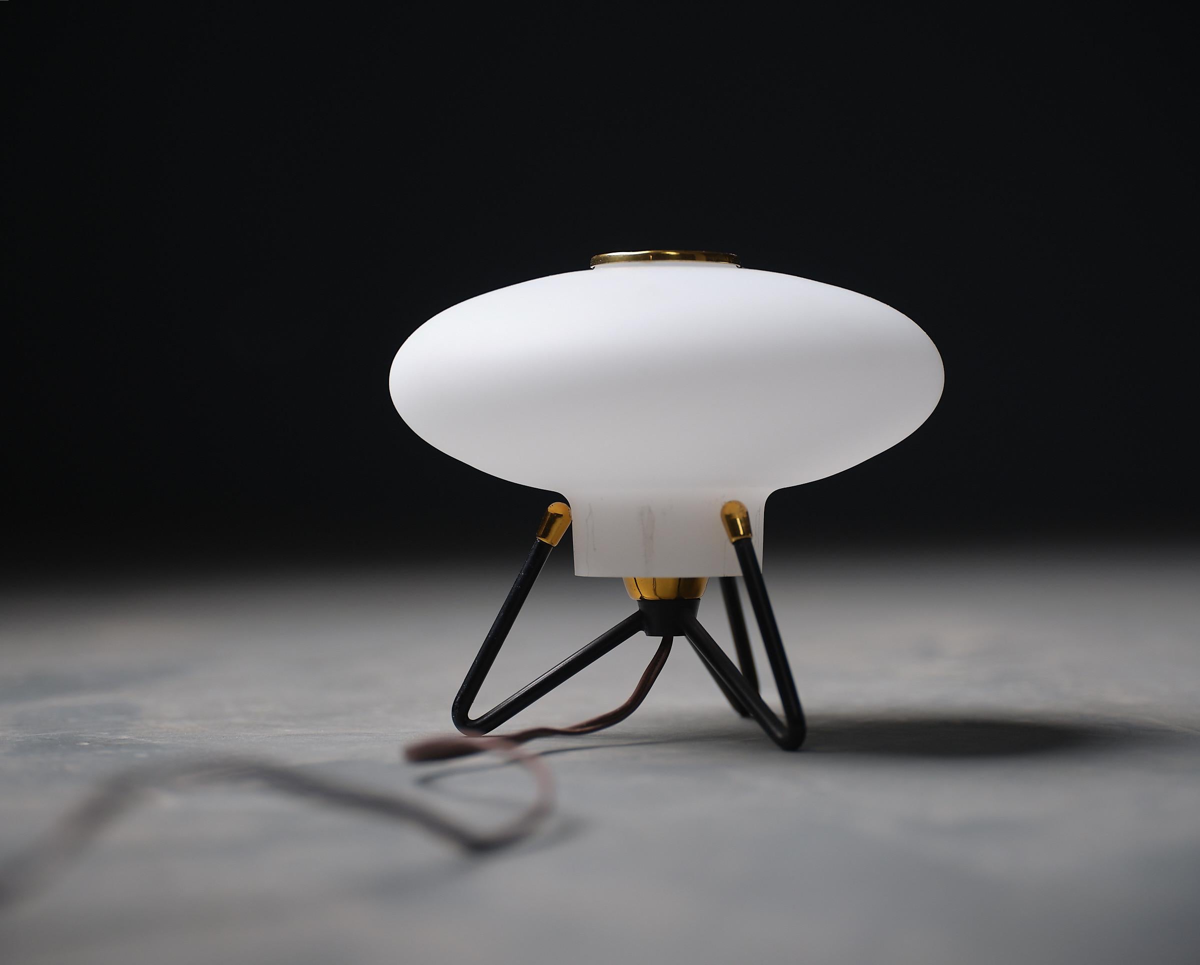 Italian Retro Futurism: Pair of 1950s STILNOVO Opaline UFO Table Lamps