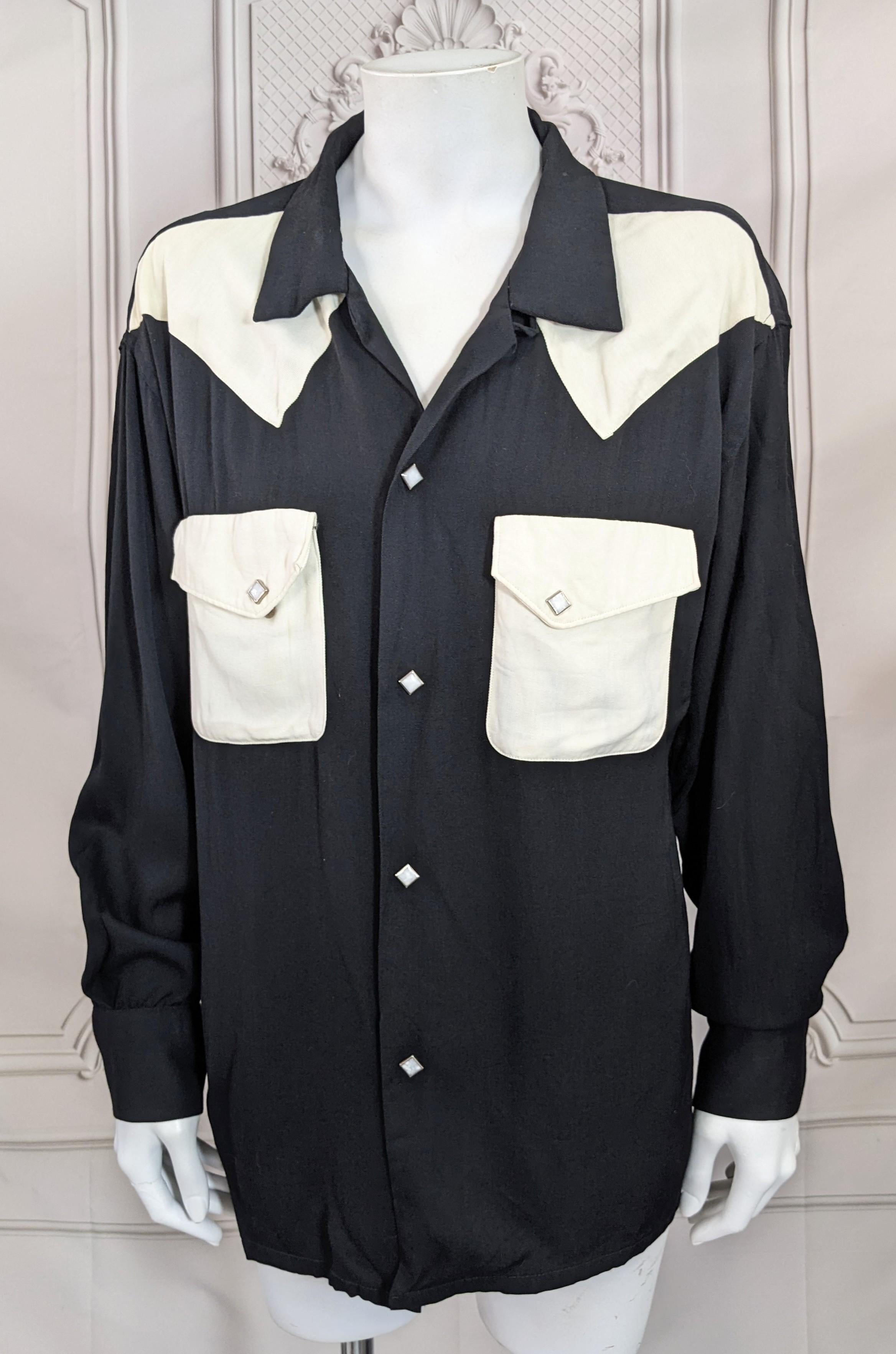 Camicia da cowboy in gabardine retrò in vendita 3