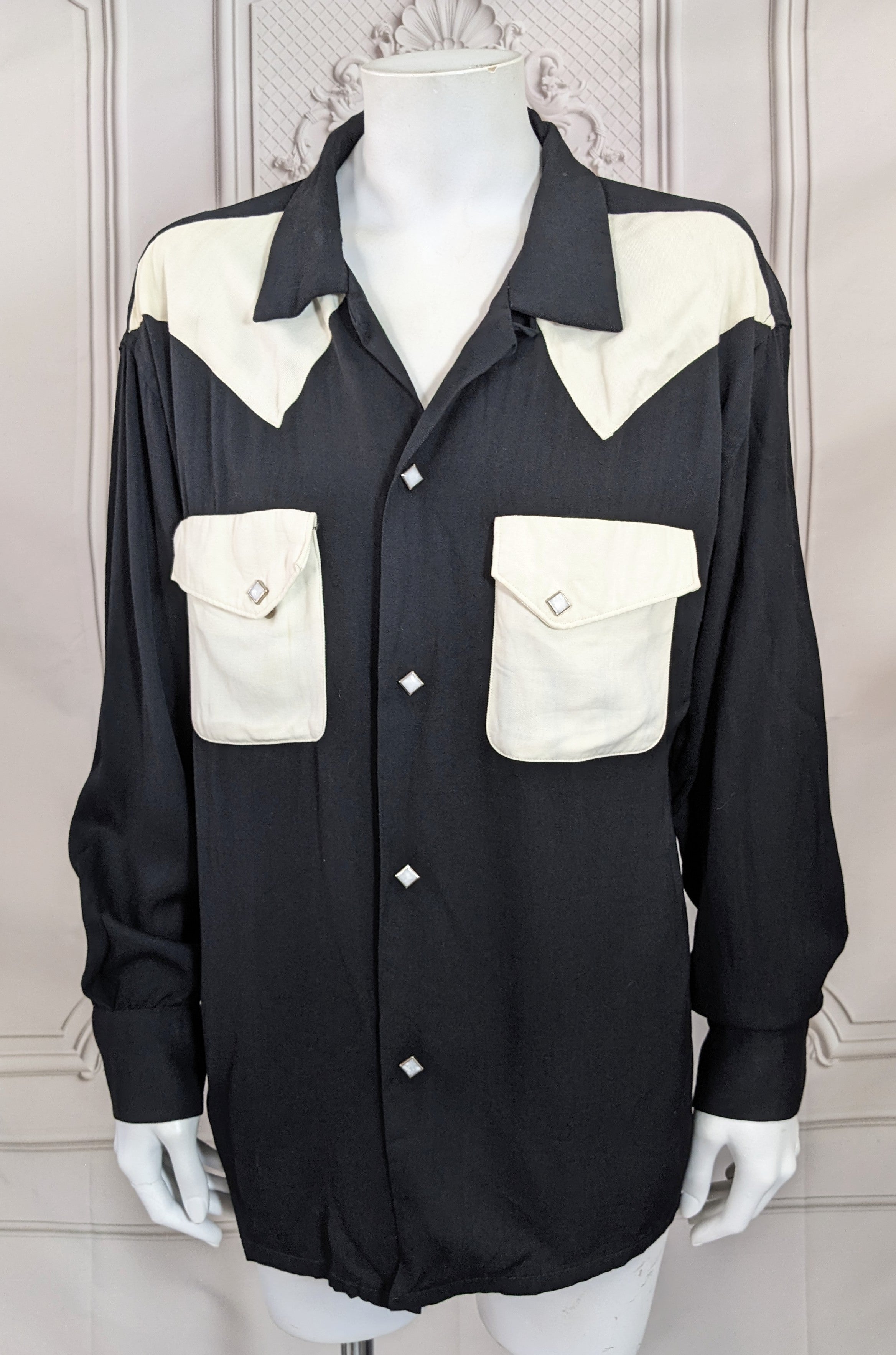 Camisa vaquera retro de gabardina