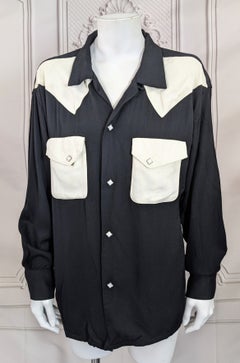 Camisa vaquera retro de gabardina