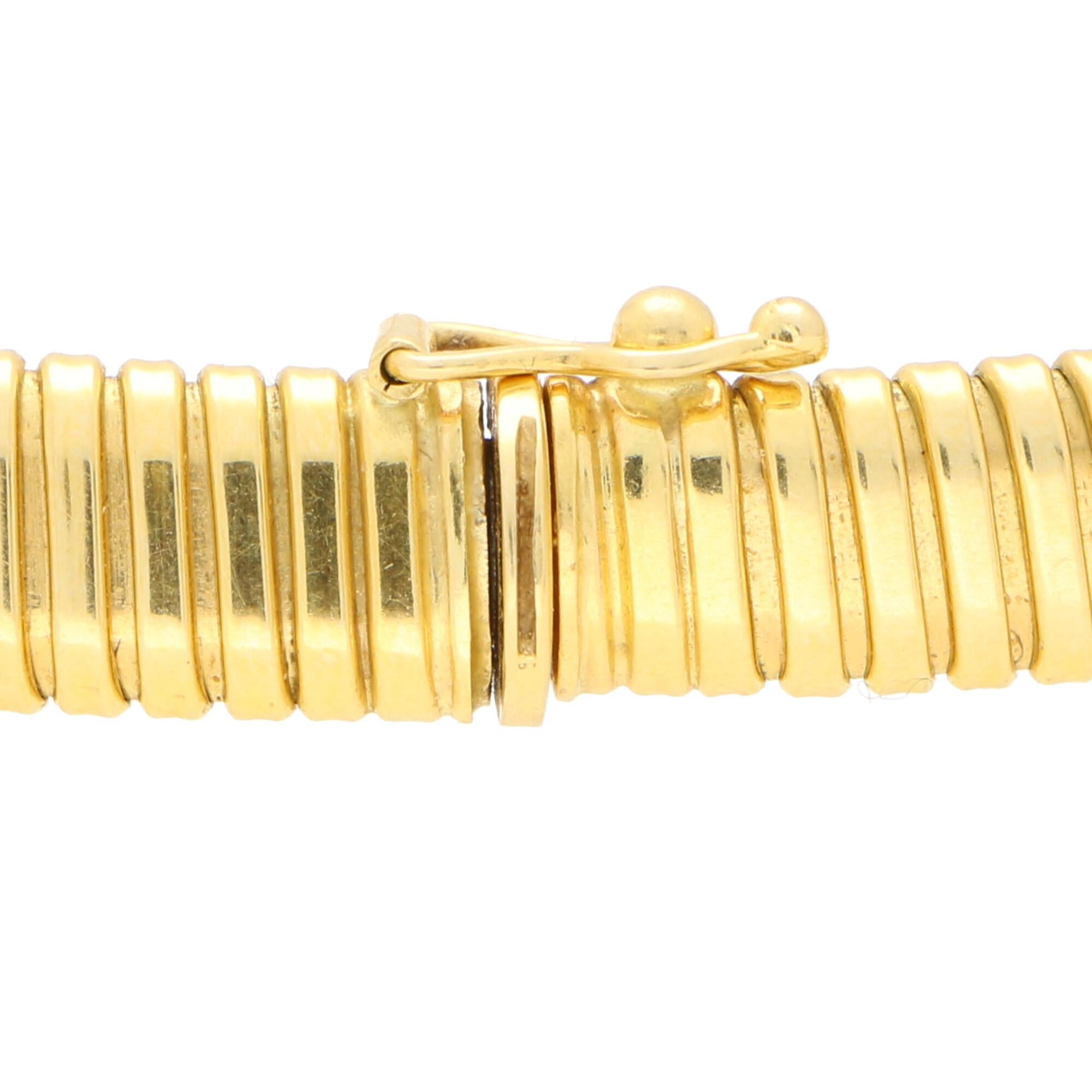 Women's or Men's Retro Gas Pipe Collar Necklace Set in 18k Yellow Gold