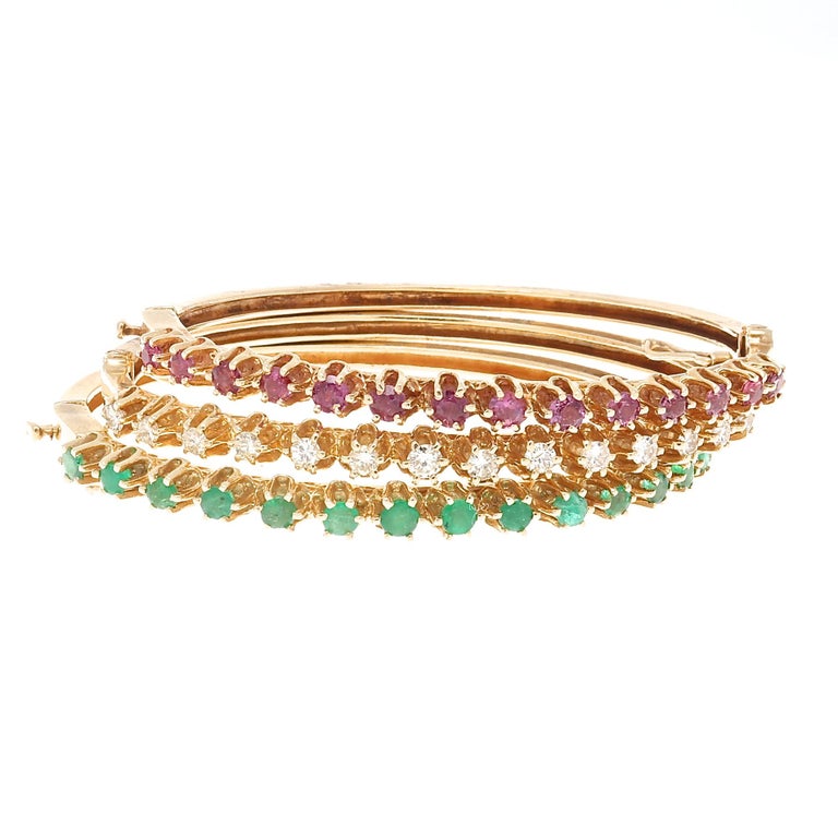 Retro Gemstone Bangle Bracelet Set For Sale at 1stDibs | gemstone ...