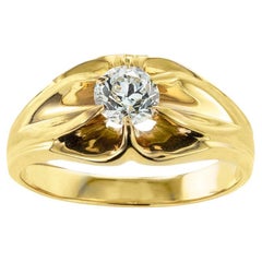 Retro Gentleman Old European-Cut Diamond Yellow Gold Ring