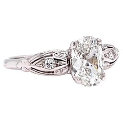 Vintage GIA 1.05 Carats Cushion Cut Diamond White Gold Engagement Ring