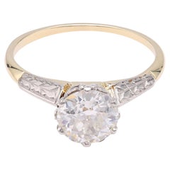 Retro GIA 1.14 Carat Diamond Yellow and White Gold Engagment Ring