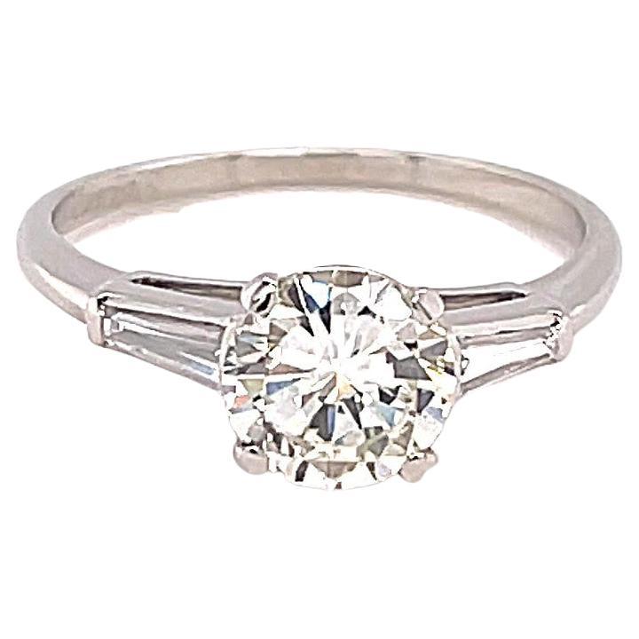 Retro GIA 1,22 Karat Diamant-Verlobungsring aus Platin mit rundem Brillantschliff