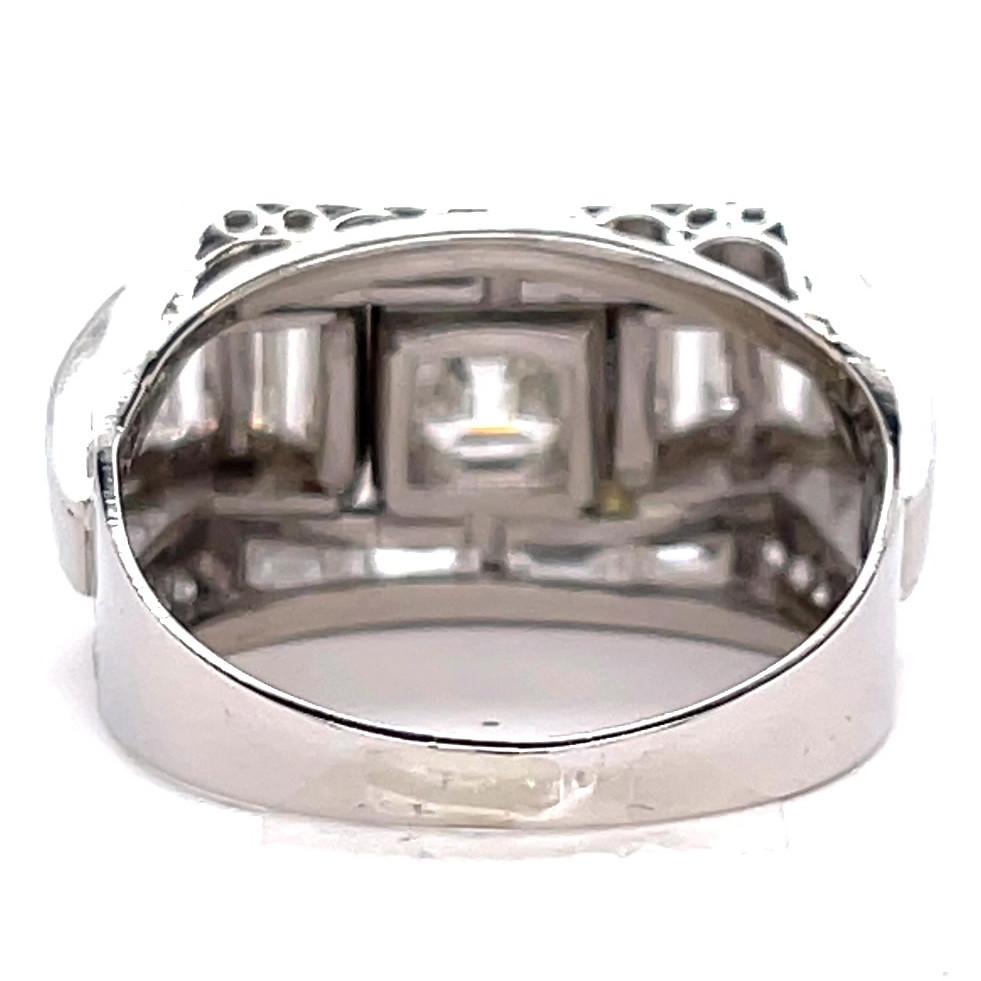 Retro GIA 1.27 Carat Asscher Cut Diamond Platinum Tank Ring 2