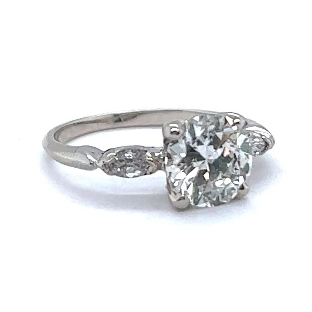 Women's or Men's Retro GIA 1.74 Carat Old European Cut Diamond White Gold Engagement Ring