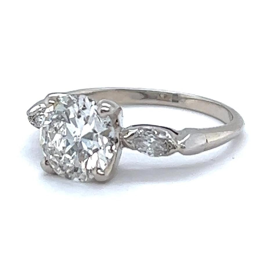 Retro GIA 1.74 Carat Old European Cut Diamond White Gold Engagement Ring 1