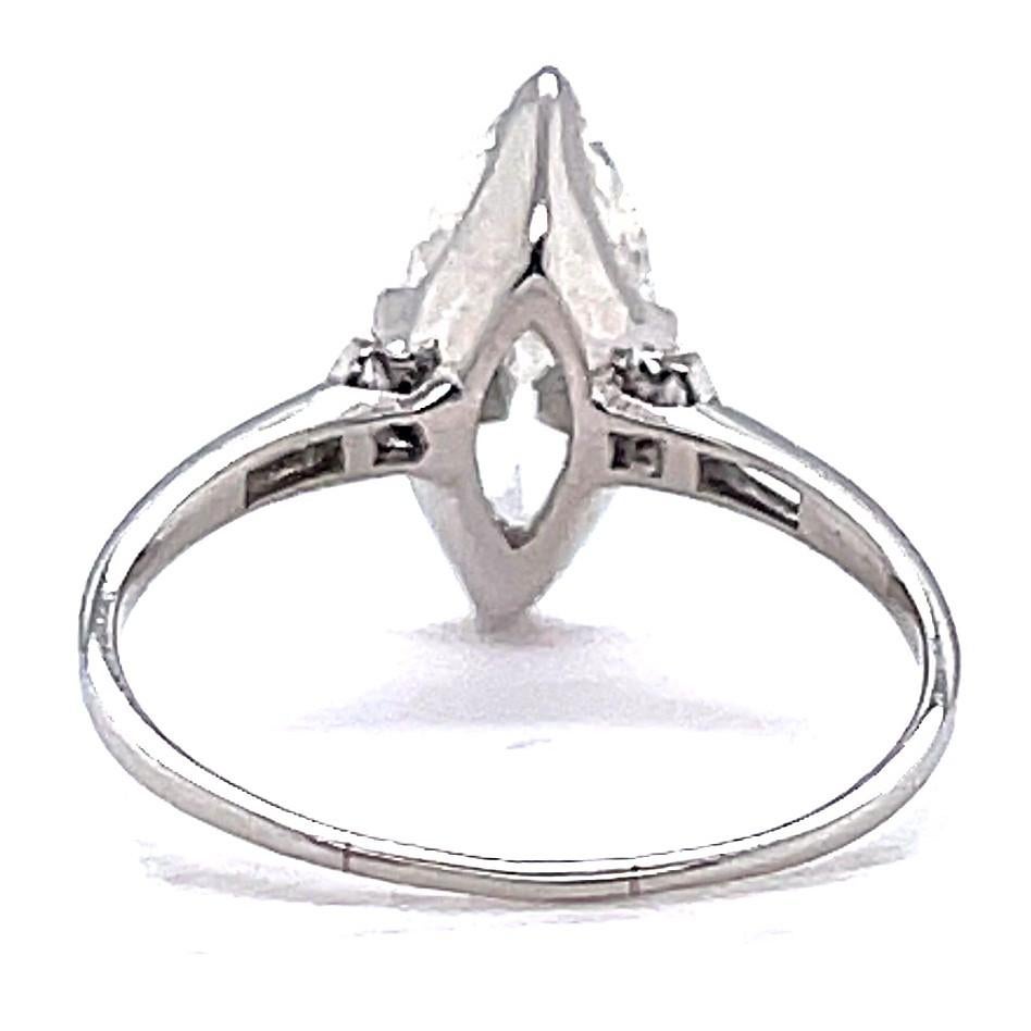 Art Deco GIA 1.76 Carat Marquise Cut Diamond Platinum Engagement Ring 2