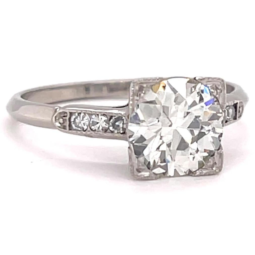 Women's or Men's Retro GIA 1.77 Carat Old European Cut Diamond Platinum Engagement Ring