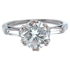 Anillo de compromiso Retro GIA 1,93 quilates Diamante talla brillante redondo Oro 18k