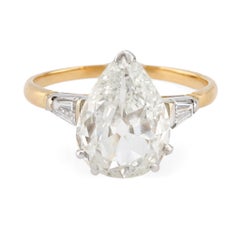 Anello di fidanzamento retrò GIA da 2,17 carati con diamante a forma di pera in oro giallo bianco 18 carati