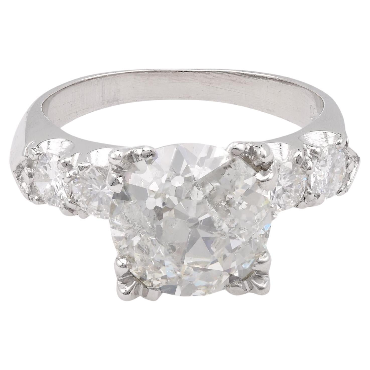 Old Rng Retro GIA 2.36 Carat Old European Cut Diamond Platinum Engagement Ring ...