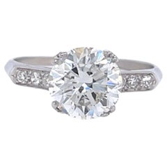 Retro GIA 2.42 Carat Round Brilliant Cut Diamond Platinum Engagement Ring