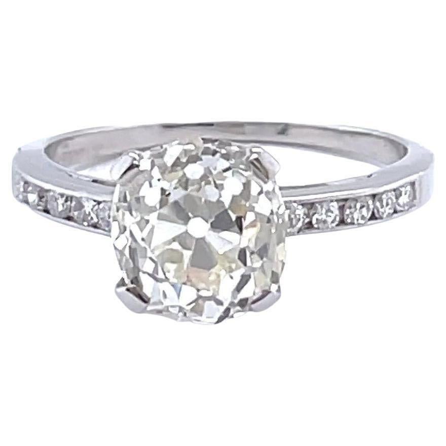 Retro GIA 2.42 Carats Old Mine Cut Diamond Platinum Engagement Ring