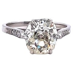 Retro GIA 2.81 Carat Old Mine Cut Diamond Platinum Engagement Ring